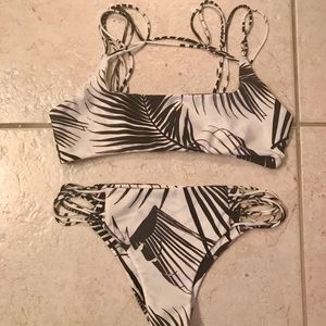 Mikoh black and white leaf print bikini